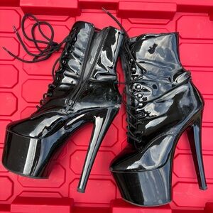 Black Platform Lace-Up Boots